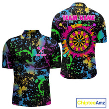 Load image into Gallery viewer, Custom Colorful Dartboard Funny Dart 1/4-Zip Shirts For Men, Dart Team Jerseys NYN0792