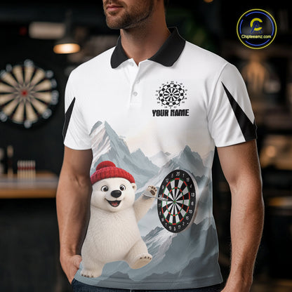 Men’s Funny Darts Shirt With Polar Bear Custom Name Iceberg Darts Polo & Quarter-Zip Jersey NYN4167
