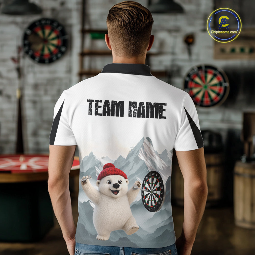 Men’s Funny Darts Shirt With Polar Bear Custom Name Iceberg Darts Polo & Quarter-Zip Jersey NYN4167