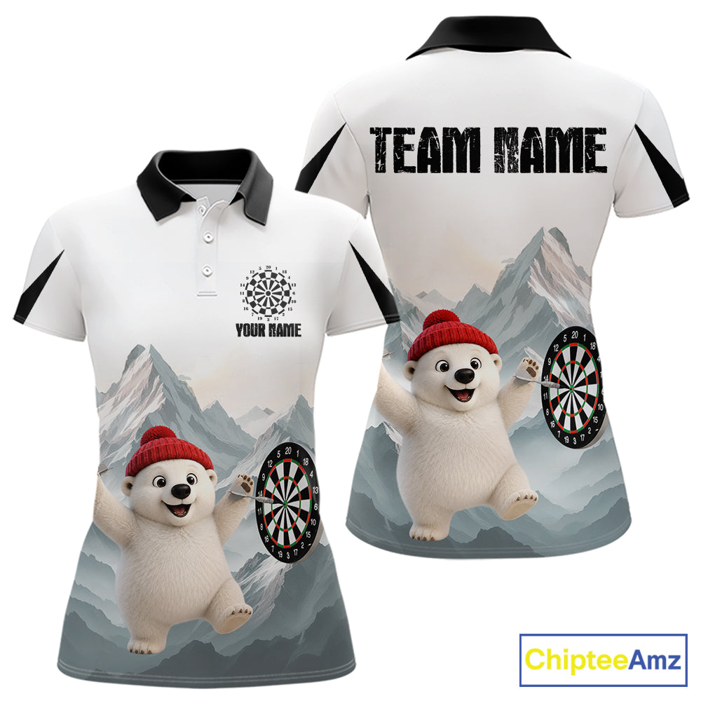 Womens Funny Darts Shirt With Polar Bear Custom Name Iceberg Darts Polo & Quarter-Zip Jersey NYN4167