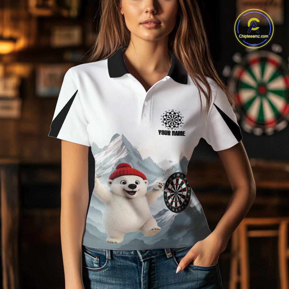 Womens Funny Darts Shirt With Polar Bear Custom Name Iceberg Darts Polo & Quarter-Zip Jersey NYN4167