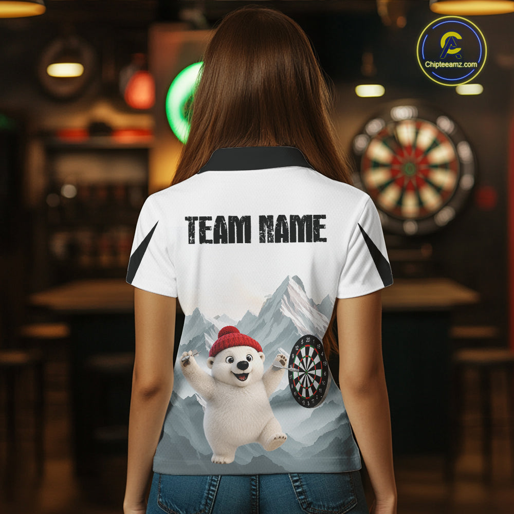 Womens Funny Darts Shirt With Polar Bear Custom Name Iceberg Darts Polo & Quarter-Zip Jersey NYN4167