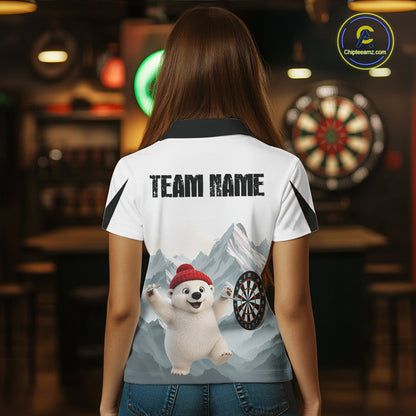 Womens Funny Darts Shirt With Polar Bear Custom Name Iceberg Darts Polo & Quarter-Zip Jersey NYN4167