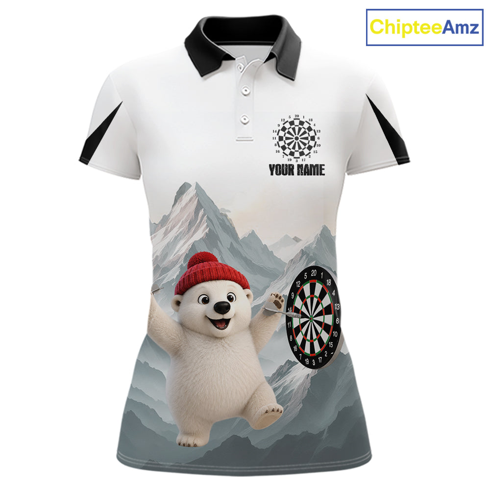 Womens Funny Darts Shirt With Polar Bear Custom Name Iceberg Darts Polo & Quarter-Zip Jersey NYN4167