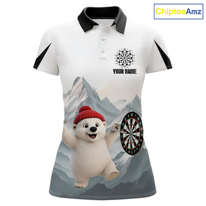 Womens Funny Darts Shirt With Polar Bear Custom Name Iceberg Darts Polo & Quarter-Zip Jersey NYN4167