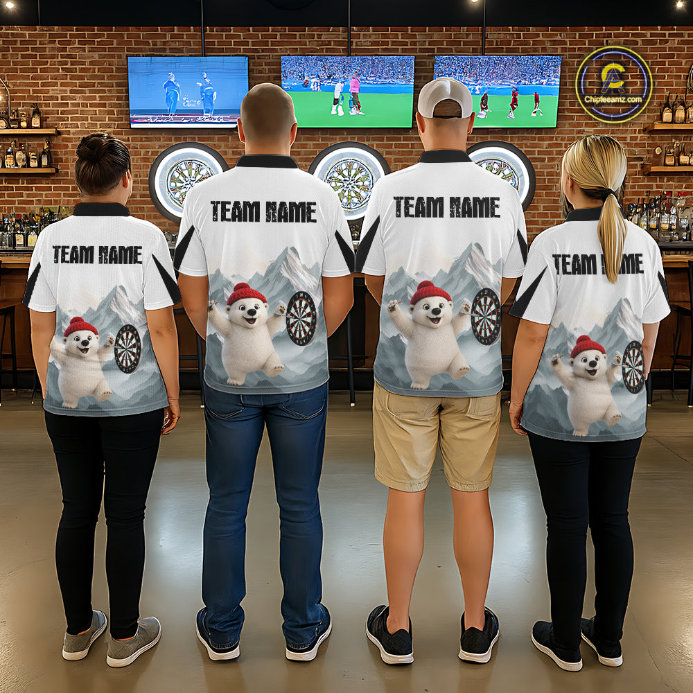 Men’s Funny Darts Shirt With Polar Bear Custom Name Iceberg Darts Polo & Quarter-Zip Jersey NYN4167