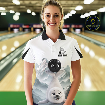 Funny Seal Womens Bowling Shirt Custom Name Seal Iceberg Bowling Team Attire Jersey NYN4170