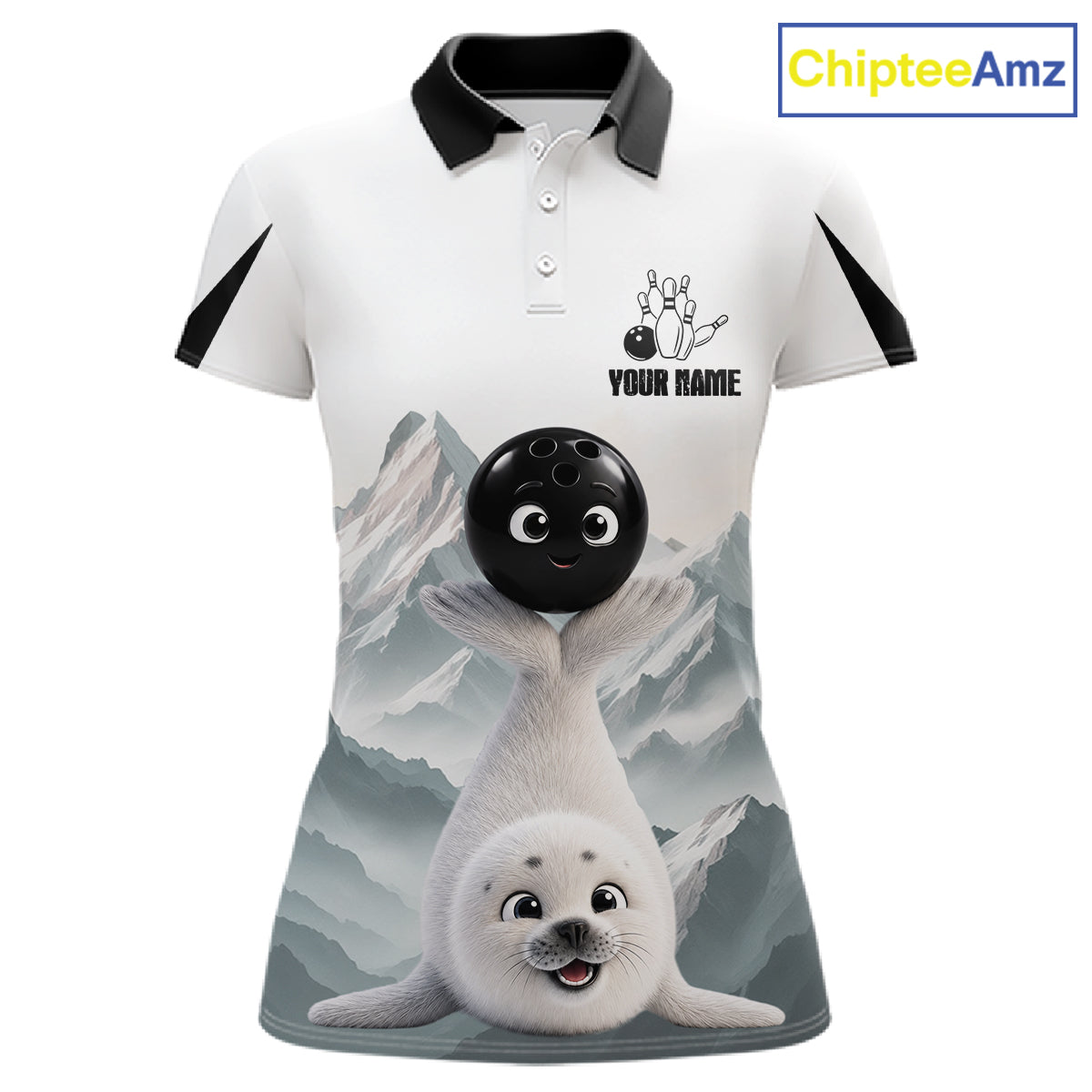 Funny Seal Womens Bowling Shirt Custom Name Seal Iceberg Bowling Team Attire Jersey NYN4170