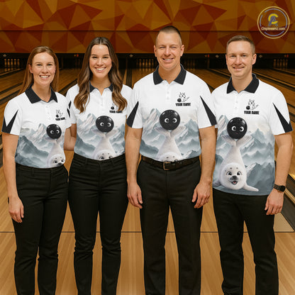 Funny Seal Men's Bowling Shirt Custom Name Seal Iceberg Bowling Team Attire Jersey NYN4170