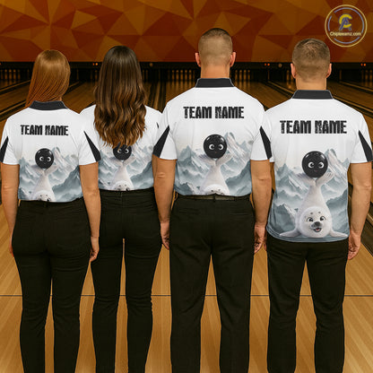 Funny Seal Men's Bowling Shirt Custom Name Seal Iceberg Bowling Team Attire Jersey NYN4170