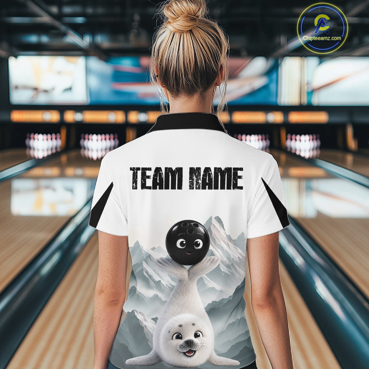 Funny Seal Womens Bowling Shirt Custom Name Seal Iceberg Bowling Team Attire Jersey NYN4170