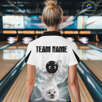 Funny Seal Womens Bowling Shirt Custom Name Seal Iceberg Bowling Team Attire Jersey NYN4170