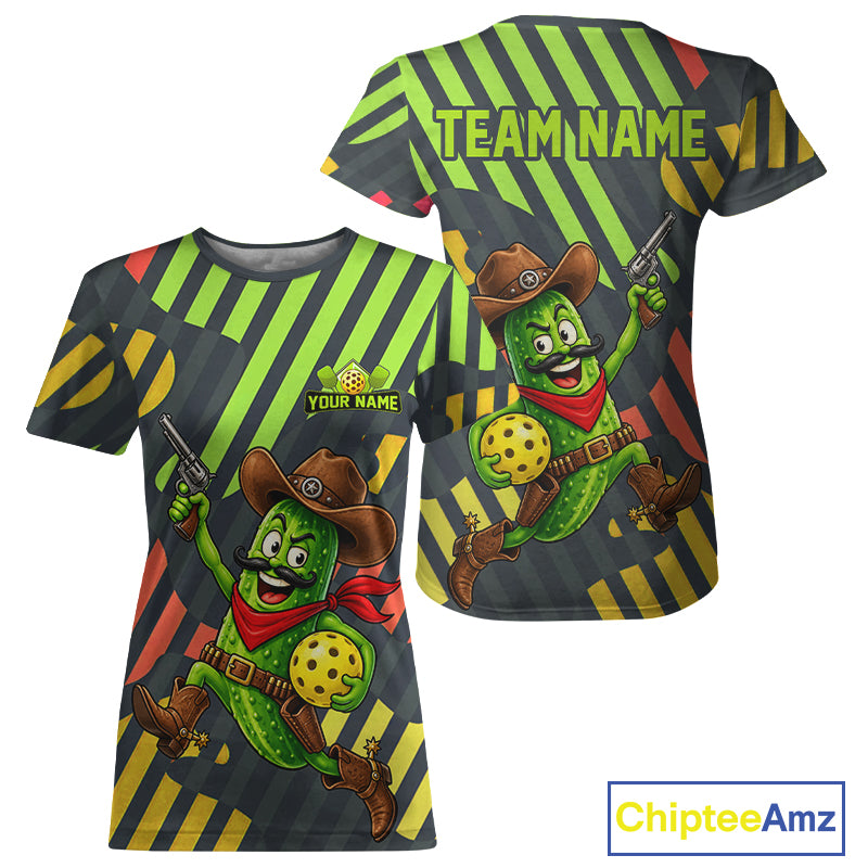 Personalized Cowboy Western Pickle Pickleball Shirt For Women Funny Pickle Pickleball Tee NYN4584