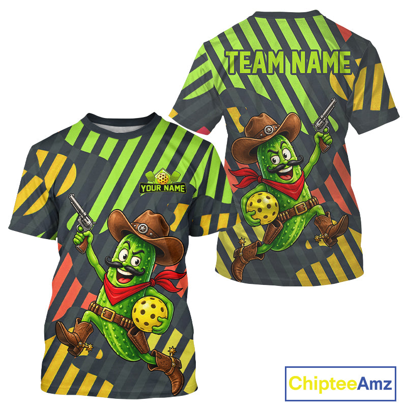Personalized Cowboy Western Pickle Pickleball Shirt For Men Funny Pickle Pickleball Tee NYN4584