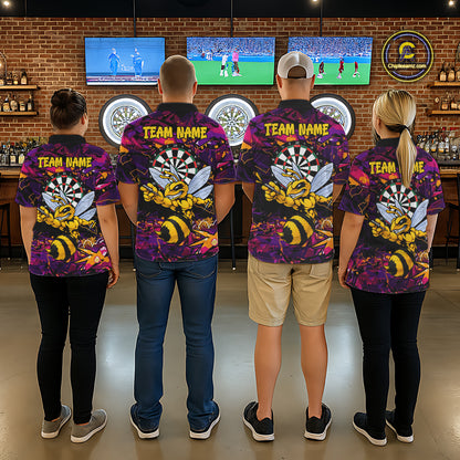 Funny Bee Darts Polo 14/-Zip Shirt For Women Personalized Angry Wasp Bee Dartboard Darts Team Jersey NYN4595