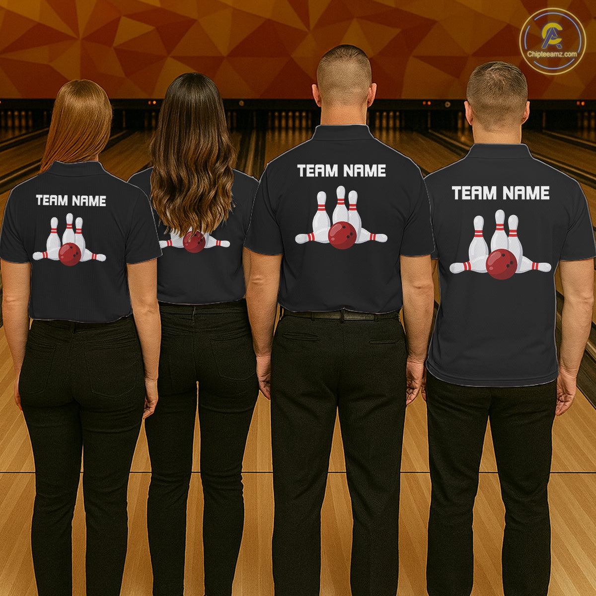 Colorful Bowling Polo 1/4-Zip Shirt Men Custom Red Bowling Ball And Pins Jersey Bowling Shirt NYN4596