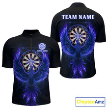 Load image into Gallery viewer, Custom Funny Flame Phoenix Blue Dartboard Dart Men Quarter-Zip Jerseys Outfits Dart Shirts NYN1745