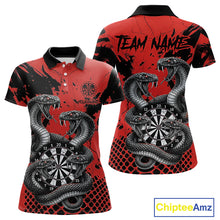 Load image into Gallery viewer, Black And Red Multi Cobra Grunge Dartboard Custom Women Polo Darts Shirt Dart Gifts NYN2018