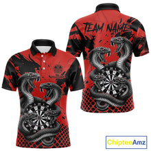 Load image into Gallery viewer, Black And Red Multi Cobra Grunge Dartboard Custom Men Polo Darts Shirt Dart Gifts NYN2018