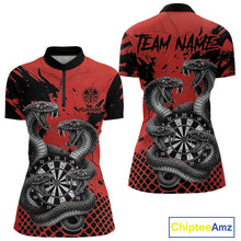 Load image into Gallery viewer, Black And Red Multi Cobra Grunge Dartboard Custom Women Quarter-Zip Darts Shirt Dart Gifts NYN2018