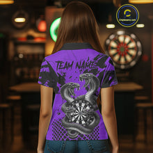 Load image into Gallery viewer, Black And Purple Multi Cobra Grunge Dartboard Custom Women Polo Darts Shirt Dart Gifts NYN2019