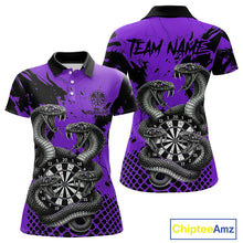 Load image into Gallery viewer, Black And Purple Multi Cobra Grunge Dartboard Custom Women Polo Darts Shirt Dart Gifts NYN2019