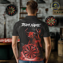 Load image into Gallery viewer, Red Funny Bull Fire Flame Dartboard Custom Men Darts Polo League Shirts Dart Jerseys NYN2244