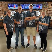 Load image into Gallery viewer, Custom Blue US Flag Water Dartboard Women Darts Polo League Shirts Patriotic Dart Jerseys NYN2246