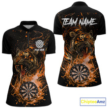Load image into Gallery viewer, Custom Orange Horror Tiger Grunge Women Darts Quarter-Zip League Shirts Splatter Dart Jerseys NYN2251