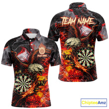 Load image into Gallery viewer, Red Smokes Flaming Eagle Dartboard Custom Men Darts Polo League Shirts Fire Dart Jerseys NYN2252