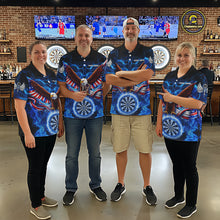 Load image into Gallery viewer, Blue Flames US Flag Eagle Freedom Darts Polo Shirt Personalized Patriotic Men Dart Team Jerseys NYN2538