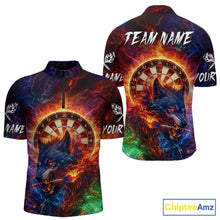 Load image into Gallery viewer, Colorful Lightning Funny Wolf Flame Dartboard Men Darts 1/4-Zip Shirt Custom Outfits Dart Jerseys NYN2540