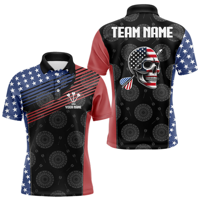Personalized US Flag Skull Custom Patriotic Dart Shirts For Men, Dart Team Jerseys NYN0013