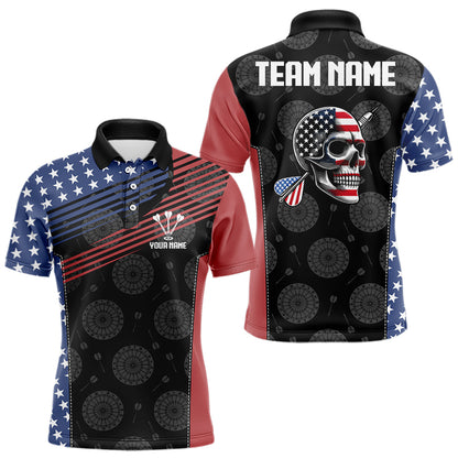 Personalized US Flag Skull Custom Patriotic Dart Shirts For Men, Dart Team Jerseys NYN0013