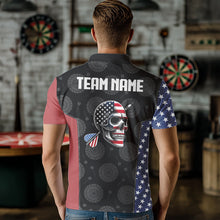 Load image into Gallery viewer, Personalized US Flag Skull Custom Patriotic Dart Shirts For Men, Dart Team Jerseys NYN0013