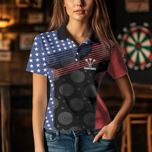 Load image into Gallery viewer, Personalized US Flag Skull Custom Patriotic Dart Shirts For Women, Dart Team Jerseys NYN0013