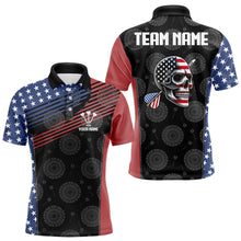 Load image into Gallery viewer, Personalized US Flag Skull Custom Patriotic Dart Shirts For Men, Dart Team Jerseys NYN0013