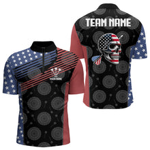 Load image into Gallery viewer, Personalized US Flag Skull Custom Patriotic Dart Shirts For Men, Dart Team Jerseys NYN0013