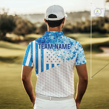 Load image into Gallery viewer, White And Blue American Flag Golf Polos Shirts For Men Custom Patriotic Mens Golf Attire NYN2913