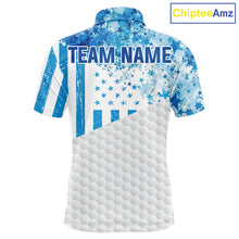 Load image into Gallery viewer, White And Blue American Flag Golf Polos Shirts For Men Custom Patriotic Mens Golf Attire NYN2913
