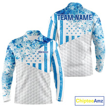 Load image into Gallery viewer, White And Blue American Flag Golf Polos Shirts For Men Custom Patriotic Mens Golf Attire NYN2913