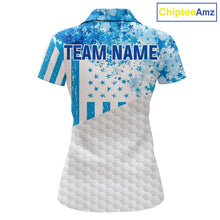 Load image into Gallery viewer, White And Blue American Flag Golf Polos Shirts For Women Custom Patriotic Womens Golf Attire NYN2913