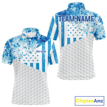 Load image into Gallery viewer, White And Blue American Flag Golf Polos Shirts For Men Custom Patriotic Mens Golf Attire NYN2913
