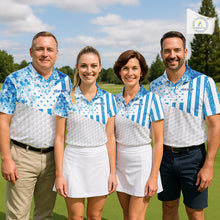 Load image into Gallery viewer, White And Blue American Flag Golf Polos Shirts For Men Custom Patriotic Mens Golf Attire NYN2913