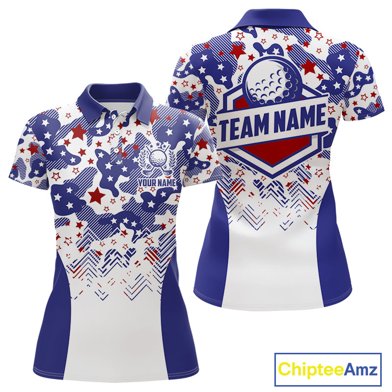 Womens Golf Polo Shirt Camouflage US Flag Custom Patriotic Golf Team Shirts For Women, Golf Gifts NYN2916