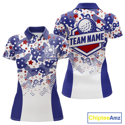 Womens Golf Polo Shirt Camouflage US Flag Custom Patriotic Golf Team Shirts For Women, Golf Gifts NYN2916