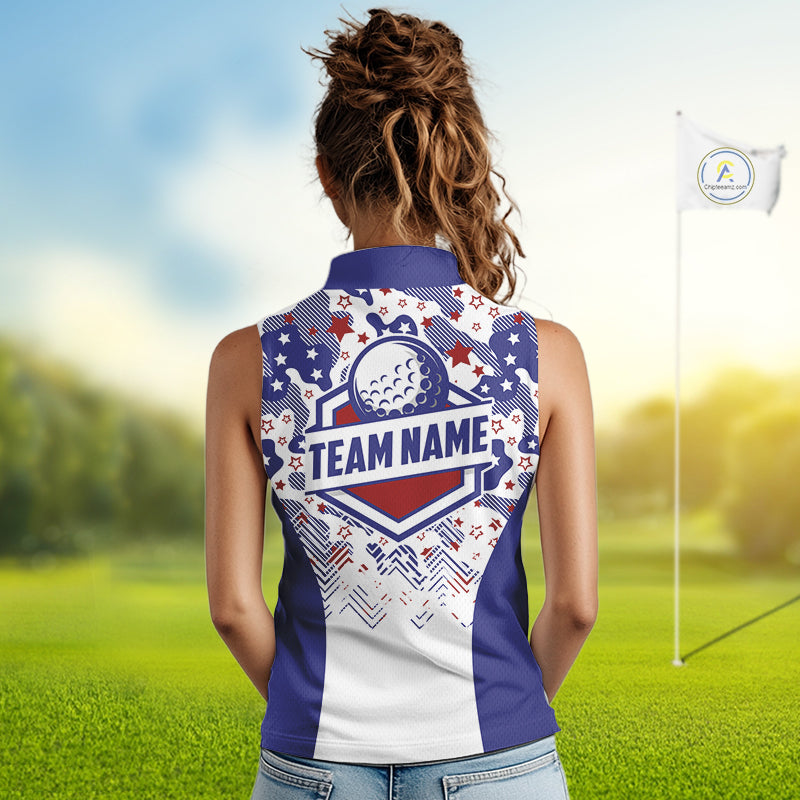 Womens Sleeveless Golf Polo Shirt Camouflage US Flag Custom Patriotic Golf Team Shirts, Golf Gifts NYN2916