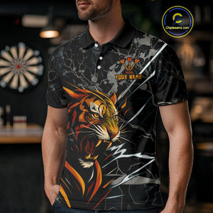 Custom Men's Dart Team Shirt - Fierce Tiger & Dartboard - Personalized Name & Team NYN0334