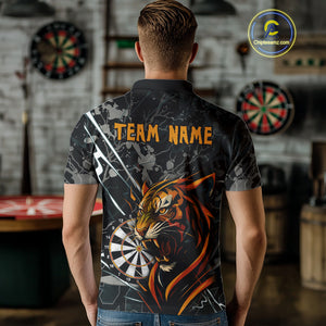 Custom Men's Dart Team Shirt - Fierce Tiger & Dartboard - Personalized Name & Team NYN0334