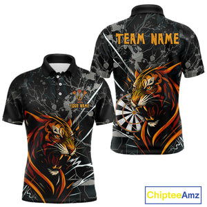 Custom Men's Dart Team Shirt - Fierce Tiger & Dartboard - Personalized Name & Team NYN0334